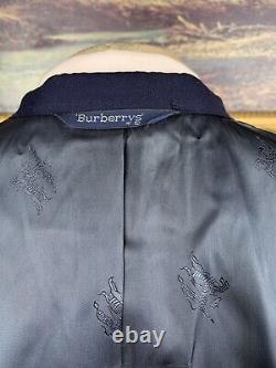 40R Vintage Burberry Navy Double Breasted Blazer Suit Jacket Sport Coat
