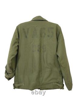 80s 1984s Vintage USN US NAVY A-2 Vietnam War Military Cold Weather Deck Jacket