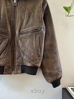 Avirex Leather bomber jacket 1980s Vintage G-2 US NAVY mens medium cargo pockets