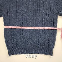 Brooks Brothers Mens Xl Wool Sweater Navy Blue 100% Lambs Wool Vintage