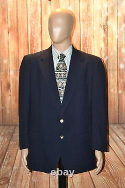 Burberrys' Men Vintage Navy Blue Wool Gold Metal Button Blazer Sz 44R