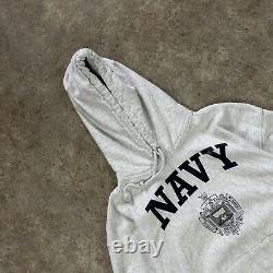 Champion US Navy Hoodie Mens Large Grey Vintage USNA Logo Pullover Sweatshirt