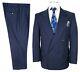 Double Breasted 38s Worsted Wool Suit Pleated Pants 32x28 Vtg Navy Blue