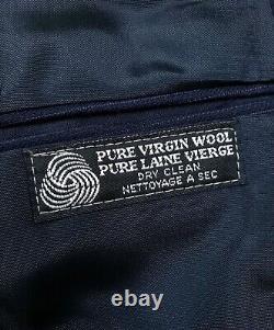 Double Breasted 38S Worsted Wool Suit Pleated Pants 32x28 VTG Navy Blue