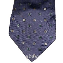 Genuine Christian Dior Vintage Mens Navy blue Monogram 100% Silk Tie Rare