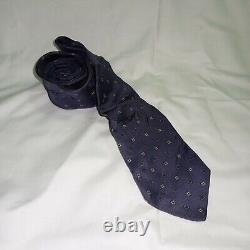 Genuine Christian Dior Vintage Mens Navy blue Monogram 100% Silk Tie Rare