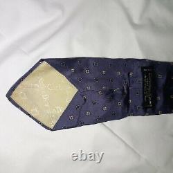 Genuine Christian Dior Vintage Mens Navy blue Monogram 100% Silk Tie Rare