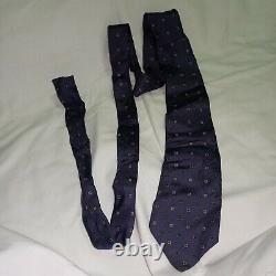 Genuine Christian Dior Vintage Mens Navy blue Monogram 100% Silk Tie Rare