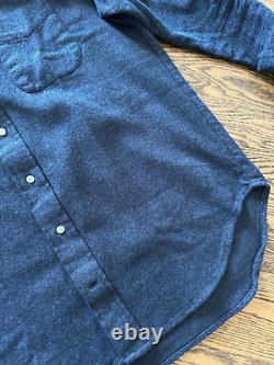 Gitman Vintage Navy Cotton Tweed Men's Shirt Size Large