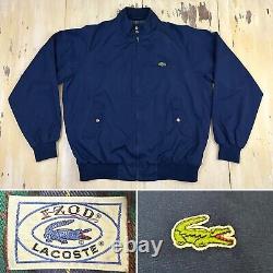 LACOSTE Vtg Navy Blue Izod Zip-up Plaid Flannel Lined Bomber Jacket, Mens LARGE