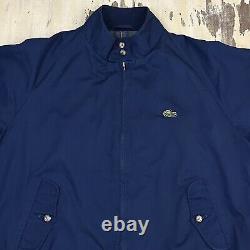 LACOSTE Vtg Navy Blue Izod Zip-up Plaid Flannel Lined Bomber Jacket, Mens LARGE