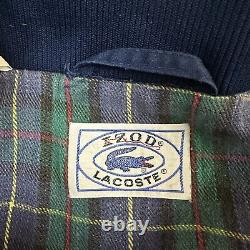 LACOSTE Vtg Navy Blue Izod Zip-up Plaid Flannel Lined Bomber Jacket, Mens LARGE