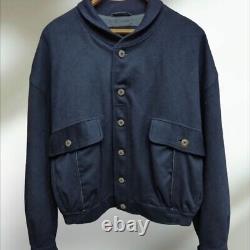 Lanvin Boutique Vintage Wool Cashmir Jacket Mens Navy Blue Size 50 Collared