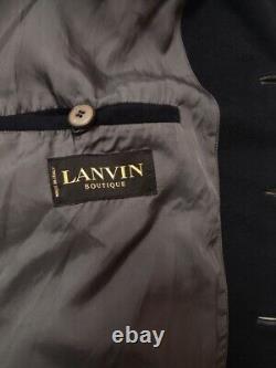 Lanvin Boutique Vintage Wool Cashmir Jacket Mens Navy Blue Size 50 Collared