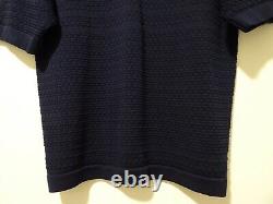 M/L Vtg 60s Coleseta Navy Blue Textured Knit Mod Rat Pack Men's Polo Shirt M/L