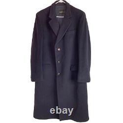 Men's 100% Cashmere Over Top Coat Winter Navy VTG Size 44 Saks Fifth Ave 6156