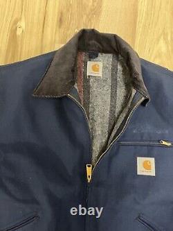 Men's Vintage Made in USA Carhartt Navy Blue Detroit Jacket Size XL