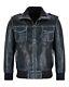 Mens Bomber Jacket Navy Vintage Washed Lambskin Classic Pilot Aviator