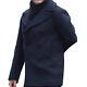 Mens Navy Double Breasted Winter Warm Military Casual Business Vintage Wool Coat