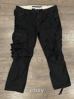 Mens Vintage Y2K Polo Ralph Lauren Cargo Military Pants Slim Fit Black 40x32