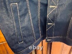 NEW Vintage Rocawear Navy Shiny Blue Denim Jacket Men's 2XX Hip Hop Urban Jay-Z