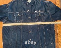 NEW Vintage Rocawear Navy Shiny Blue Denim Jacket Men's 2XX Hip Hop Urban Jay-Z