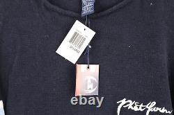 NOS Vintage Phat Farm Mens 3XL Striped Spell Out Script Marled Knit Sweater Navy