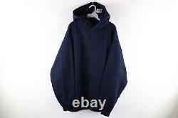 NOS Vintage Streetwear Mens XL Blank Heavyweight Hoodie Sweatshirt Navy Blue