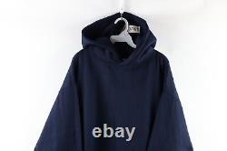 NOS Vintage Streetwear Mens XL Blank Heavyweight Hoodie Sweatshirt Navy Blue