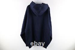 NOS Vintage Streetwear Mens XL Blank Heavyweight Hoodie Sweatshirt Navy Blue