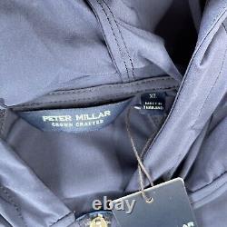 PETER MILLAR Mens XL Flex Adapt Half-Zip Navy Jacket Hooded Windbreaker $250