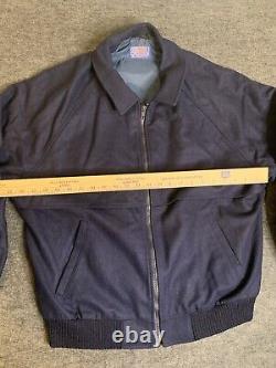 Pendleton Bomber Jacket Mens Size Medium Navy Blue Insulate Vintage Pure Wool