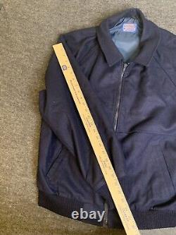 Pendleton Bomber Jacket Mens Size Medium Navy Blue Insulate Vintage Pure Wool