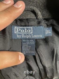 Polo Ralph Lauren Gray Wool Peacoat Vintage Mens Size Large Navy Naval