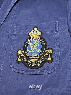 Polo Ralph Lauren Nautical Crest Navy Blue Blazer Jacket 40R M Silver Button VTG