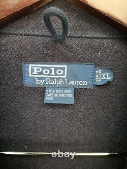 Polo Ralph Lauren XL Navy Blue Mackinaw Hunting Jacket Utility VTG 100% Wool