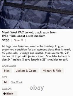 RARE Vintage Black U. S. Navy West-Pac 84-85 Dragon Puffer Jacket Adult Size M/L