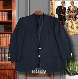 RARE Vintage Ermenegildo Zegna 42S Short 100% Wool Navy Blue Blazer Gold Buttons