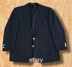 RARE Vintage Ermenegildo Zegna 42S Short 100% Wool Navy Blue Blazer Gold Buttons