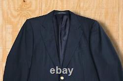 RARE Vintage Ermenegildo Zegna 42S Short 100% Wool Navy Blue Blazer Gold Buttons