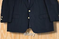 RARE Vintage Ermenegildo Zegna 42S Short 100% Wool Navy Blue Blazer Gold Buttons