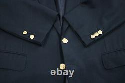 RARE Vintage Ermenegildo Zegna 42S Short 100% Wool Navy Blue Blazer Gold Buttons