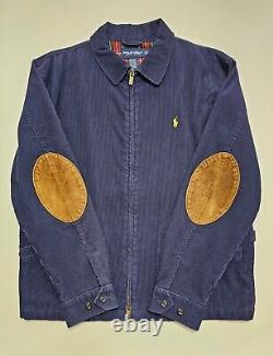 Ralph Lauren Polo Golf Mens Large Navy Blue Corduroy Plaid Jacket Vintage