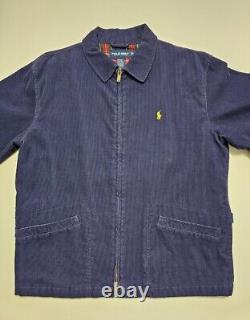 Ralph Lauren Polo Golf Mens Large Navy Blue Corduroy Plaid Jacket Vintage