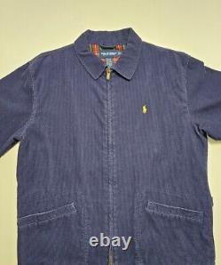 Ralph Lauren Polo Golf Mens Large Navy Blue Corduroy Plaid Jacket Vintage