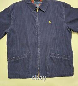 Ralph Lauren Polo Golf Mens Large Navy Blue Corduroy Plaid Jacket Vintage