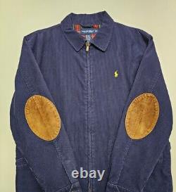 Ralph Lauren Polo Golf Mens Large Navy Blue Corduroy Plaid Jacket Vintage