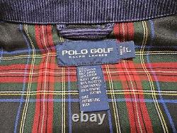 Ralph Lauren Polo Golf Mens Large Navy Blue Corduroy Plaid Jacket Vintage