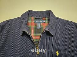 Ralph Lauren Polo Golf Mens Large Navy Blue Corduroy Plaid Jacket Vintage