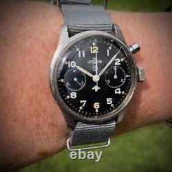 Rare 1950s Vintage Royal Navy Military Issued Lemania Single Pusher Chronograph